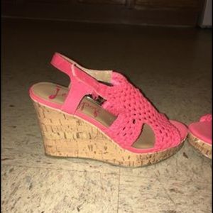 Pink wedges with sling back